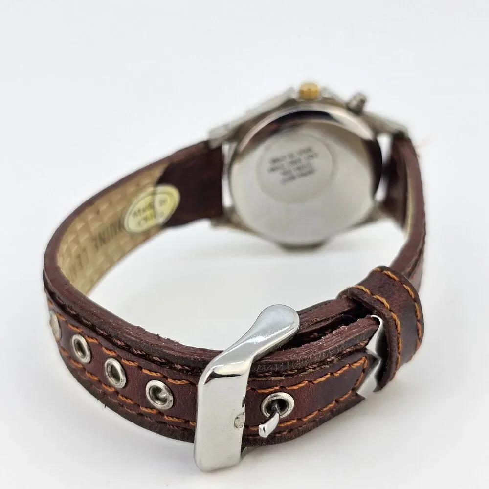 34MM Watch Women Question Mark Dial Brown Leather Bands Up to 6